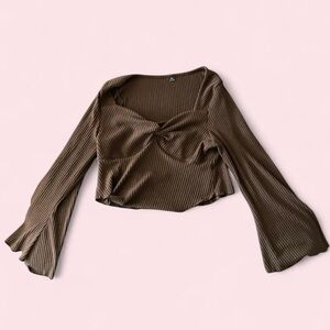 SHEIN Brown Ribbed Crop Top